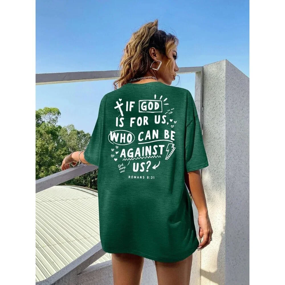 Christian Women's Oversized T Shirt Faith Bible Verse Religious Casual - Picture 6 of 6